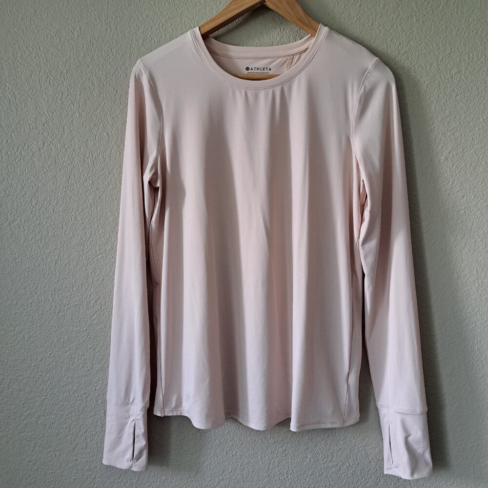 Athleta Modern Athletic Pastel Pink Long Sleeve Top Size Small